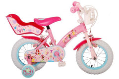 Disney Princess 12 Inch Kinderfiets - Roze Fiets met Handremmen, Zijwieltjes, Verstelbaar Zadel, Stuur, Poppenzitje - Fitmarkt