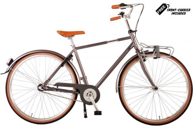 Volare Lifestyle Jongensfiets - Tiener - 48 cm - lage zadelstand- Grijs - 3 versnellingen - Stoere en veilige jongensfiets met handrem, terugtraprem, verlichting, 3 versnellingen, verstelbaar zadel en stuur, en gratis voordrager