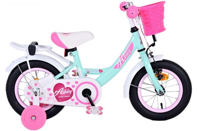 Volare Ashley Kinderfiets - Meisjes - 12 inch - Groen - Met handrem, terugtraprem, afneembare zijwieltjes, gesloten kettingkast, rieten mandje, verstelbaar zadel en stuur, veilig en comfortabel