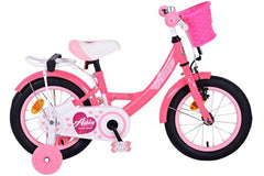 Volare Ashley 14 inch meisjesfiets in roze/rood met handrem en zijwieltjes