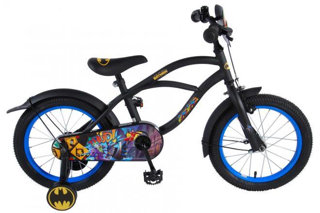 Batman Kinderfiets - Jongens - 16 inch - Zwart - Doortrapsysteem, gesloten kettingkast, afneembare zijwieltjes, luchtvrije schuimbanden Hoogwaardige materialen Veiligheid, comfort, design, duurzaamheid, accessoires, prijs-kwaliteit Officieel gelicenseerd Batman product
