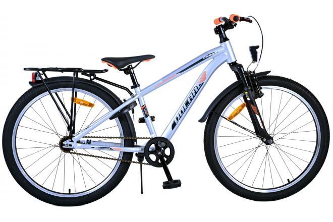 Volare Cross Kinderfiets - Jongens - 24 inch - Zilver: stoere jongensfiets met handrem, terugtraprem, verlichting, zacht zadel, achterdrager en stevig slot