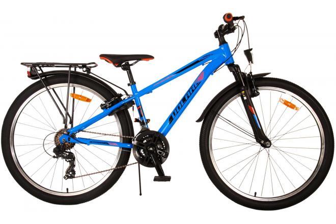 Volare Cross Jongensfiets - 26 inch - Blauw - 18 versnellingen - Twee handremmen - Veilig en comfortabel met reflectoren en batterijverlichting