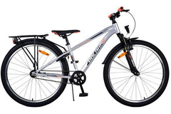 Volare Cross 26 inch jongensfiets in zilver met handrem, terugtraprem, reflectoren, verlichting, achterdrager, zacht zadel, standaard en stevig slot voor langdurig gebruiksgemak
