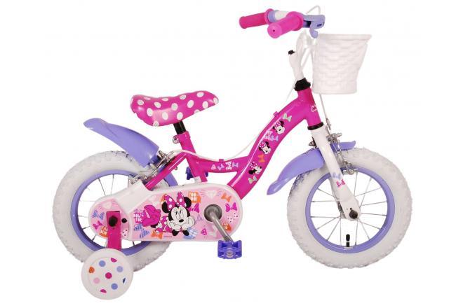 Disney Minnie Cutest Ever 12 inch meisjesfiets - Roze met handremmen, verstelbaar zadel en stuur, afneembare zijwieltjes