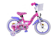Disney Minnie Cutest Ever 14 inch kinderfiets met handremmen en verstelbaar zadel Uniek roze Minnie Mouse-thema, afneembare zijwieltjes en comfortabel mandje Veilig, stijlvol en duurzaam bij Fitmarktnl