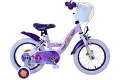 Disney Wish Kinderfiets 14 Inch – Meisjesfiets met Twee Handremmen, Paars Design met Blauwe Details, Verstelbaar Zadel, Veilig en Comfortabel Fietsen voor Meisjes van 3 tot 5 Jaar
