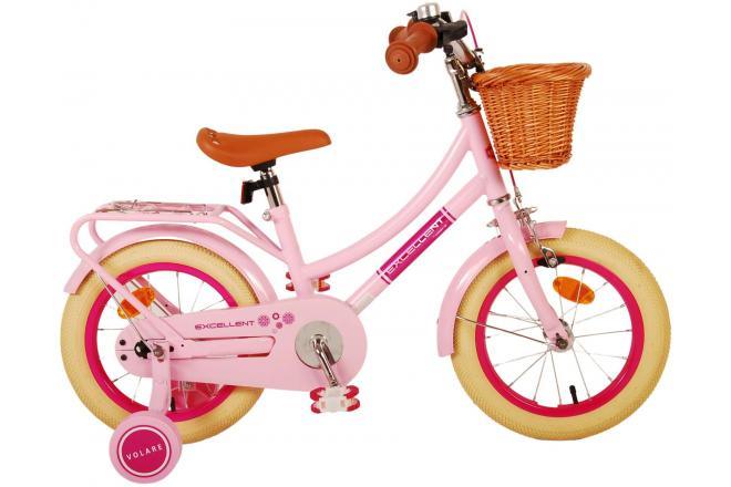 Volare Excellent 14 inch meisjesfiets in roze met handrem en terugtraprem