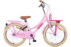 Roze meisjesfiets met handremmen, verlichting, voordrager en zacht zadel Hoogwaardige, veilige en comfortabele 20 inch kinderfiets