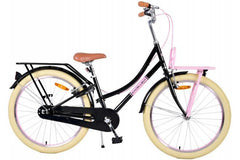 Volare Excellent Kinderfiets - Meisjes - 24 inch - Zwart - Twee handremmen - Luxe zacht zadel, verlichting voor en achter, verstelbaar stuur en zadel