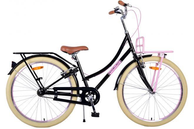 Volare Excellent Kinderfiets meisjes 26 inch zwart met handremmen en gesloten kettingkast, reflectoren, voordrager, en verstelbaar zadel