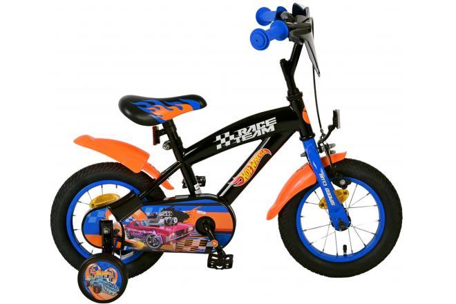 Trendy Hot Wheels Kinderfiets 12 Inch Jongens – Zwart Oranje Blauw | Kwaliteit en Veiligheid bij Fitmarkt - High-Quality and Safe Boys' 12 Inch Bike in Black, Orange, and Blue