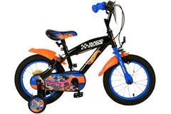Hot Wheels Kinderfiets 14 Inch Jongens Zwart met Twee Handremmen - Gesloten Kettingkast, Afneembare Zijwieltjes - Fitmarkt