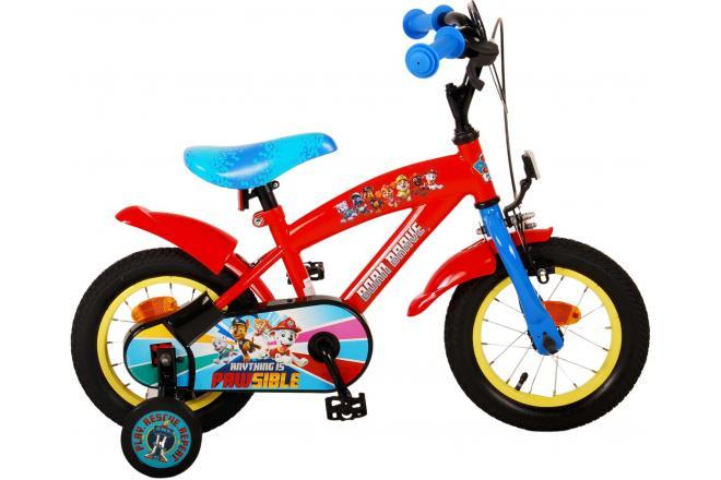 Paw Patrol 12 Inch Jongensfiets - Rood/blauw - Veilig & Stoer - Fitmarktnl - Officiële Paw Patrol Kinderfiets voor jonge avonturiers met verstelbaar zadel, luchtvrije schuimbanden, gesloten kettingkast & toeter