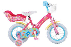 Peppa Pig 12 inch Roze Meisjesfiets met Poppenzitje en Mandje, Handrem en Terugtraprem, Reflectoren en Afneembare Zijwieltjes, Officieel Gelicenseerd Product - Perfect Cadeau voor Kleine Avonturiers bij Fitmarkt