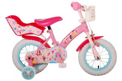 Disney Princess 10 inch kinderfiets - Roze meisjesfiets met doortrapsysteem, luchtvrije schuimbanden, verstelbaar stuur en zadel, gesloten kettingkast, en afneembare zijwieltjes