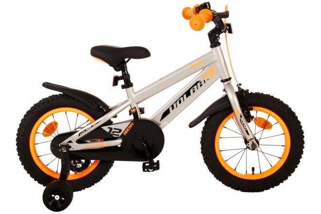 Volare Rocky Kinderfiets - Jongens - 14 inch - Grijs - Veiligheidskenmerken, afneembare zijwieltjes, handrem en terugtraprem, gesloten kettingkast