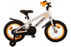 Volare Rocky Kinderfiets - Jongens - 14 inch - Grijs - Veiligheidskenmerken, afneembare zijwieltjes, handrem en terugtraprem, gesloten kettingkast
