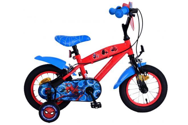 Ultimate Spider-Man Kinderfiets 12 inch jongensfiets met twee handremmen in blauw/rood