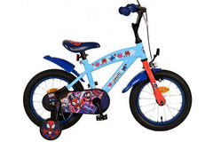 Spidey Kinderfiets 14 Inch - Jongens - Blauw - Handrem & Terugtraprem | Fitmarktnl - A blue 14-inch boys' bike with handbrake and coaster brake