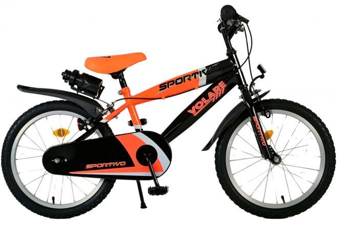 Volare Sportivo 18 inch jongensfiets in neon oranje en zwart met twee handremmen Veilig, comfortabel, duurzaam en ontworpen voor avontuurlijke jongens