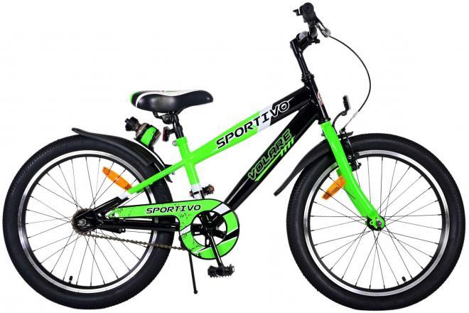 Neon groene Volare Sportivo 20 inch jongensfiets met handrem, reflectoren en verstelbaar zadel