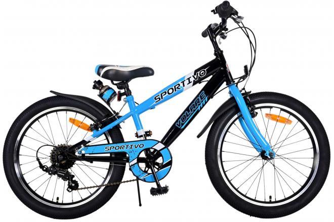 Neon blauwe Volare Sportivo jongensfiets met 20 inch wielmaat en 7 versnellingen