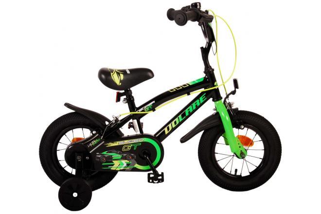 Volare Super GT 12 inch kinderfiets voor jongens in groen met twee handremmen, gesloten kettingkast, reflectoren en afneembare zijwieltjes