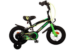 Volare Super GT 12 inch kinderfiets voor jongens in groen met twee handremmen, gesloten kettingkast, reflectoren en afneembare zijwieltjes