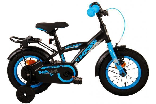 Volare Thombike Kinderfiets - Jongens - 12 inch - Zwart Blauw: luxe en veilige jongensfiets met handrem, terugtraprem, gesloten kettingkast, afneembare zijwieltjes, zacht zadel, verstelbaar stuur en zadel, inclusief montagemateriaal, verkrijgbaar bij Fitmarktnl