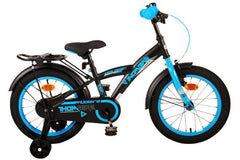 Volare Thombike 16 inch Kinderfiets Jongens Zwart Blauw - Veilig en comfortabel met handrem, terugtraprem, zijwieltjes, zacht zadel, verstelbaar stuur en reflectoren