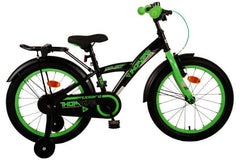 Volare Thombike Kinderfiets - Jongens - 18 inch - Zwart Groen - Luxe zacht zadel, handige achterdrager, afneembare zijwieltjes