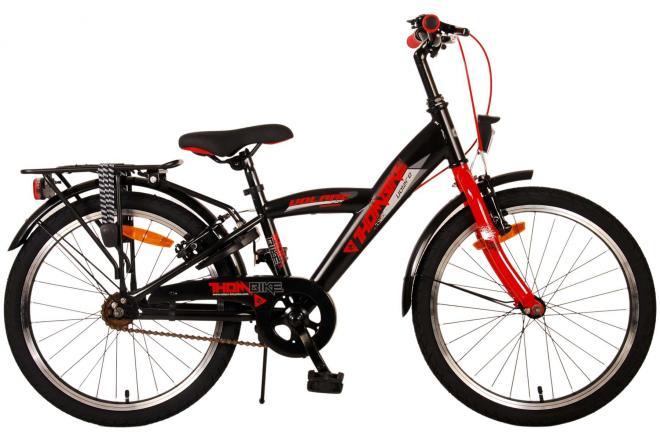 Volare Thombike Kinderfiets - Jongens - 20 inch - Zwart Rood - Twee Handremmen - Veilige, comfortabele en duurzame jongensfiets met reflectoren, verlichting en verstelbare onderdelen bij Fitmarktnl