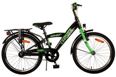 Volare Thombike Kinderfiets - Jongens - 20 inch - Zwart Groen - topkwaliteit fiets met handrem, terugtraprem, verlichting, reflectoren, zacht zadel, handvaten, achterdrager, verstelbaar frame, standaard, slot, lange zadelpen, in hoogte verstelbaar stuur