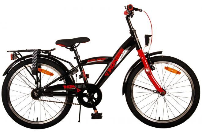 Volare Thombike Kinderfiets - Jongens - 20 inch - Zwart Rood - Veilig, comfortabel en duurzaam met handrem, reflectoren en verstelbaar zadel