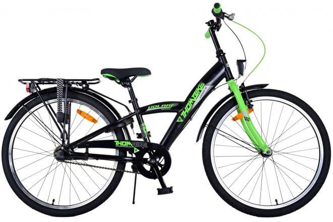 Volare Thombike Kinderfiets - Jongens - 24 inch - Groen Zwart - 3 versnellingen - Topkwaliteit fiets met handrem, verlichting, zacht zadel, verstelbaar stuur, 3 versnellingen, en extra lange zadelpen