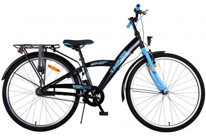 Volare Thombike Kinderfiets - Jongens - 26 inch - Zwart Blauw - 3 versnellingen - Luxe comfortabele jongensfiets met Shimano versnellingen, reflectoren, zachte handvaten, handrem, terugtraprem, batterij verlichting, verstelbaar stuur en extra lange zadelpen
