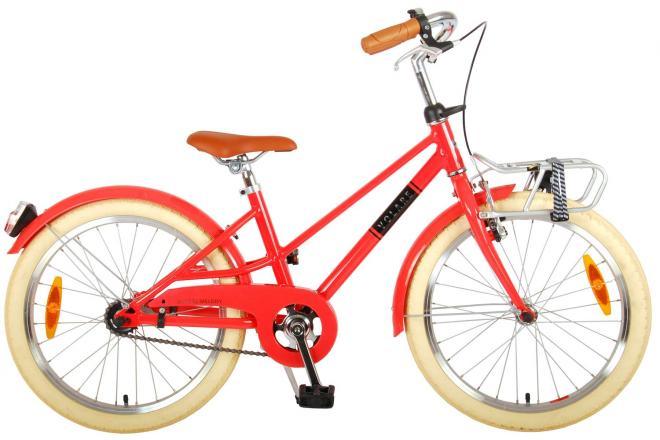 Meisjesfiets Volare Melody 20 inch Koraal Rood - Prime Collection - veilig, comfortabel, duurzaam en met handrem en terugtraprem