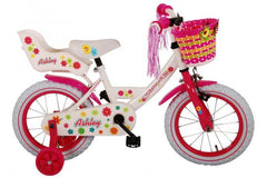 Volare Ashley 14 inch meisjesfiets met handrem, terugtraprem, zijwieltjes, reflectoren, poppenzitje, mandje, verstelbaar zadel en stuur