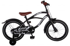 Volare Black Cruiser 16 inch Kinderfiets - Jongens - Zwart - Handrem, Terugtraprem, Gesloten Kettingskast, Afneembare Zijwieltjes, In Hoogte Verstelbaar Zadel en Stuur, Veilig en Comfortabel - Fitmarktnl