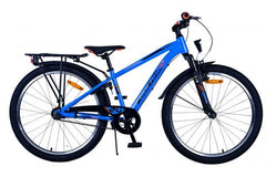 Volare Cross 24 inch jongensfiets in blauw met handrem, 3 versnellingen, comfortabel zacht zadel, achterdrager, verlichting, en reflectoren
