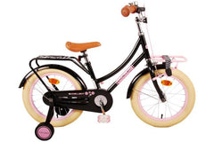 Volare Excellent Kinderfiets - Meisjes - 16 inch - Zwart - 95% afgemonteerd - Veilig, comfortabel en duurzaam, met reflectoren, zijwieltjes, handrem en terugtraprem, gesloten kettingkast, voordrager, zacht zadel, verstelbaar zadel en stuur, inclusief montagemateriaal
