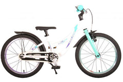 Volare Glamour 18 inch meisjesfiets - wit en mintgroen - met handrem en terugtraprem, reflectoren, licht aluminium frame, comfortabel zadel en verstelbare zadelhoogte - Fitmarktnl