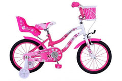 Volare Lovely Kinderfiets - Meisjes - 16 inch - Roze Wit - Comfortabele zadel, handrem, terugtraprem, verstelbaar stuur en zadel