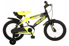 Volare Sportivo 16 inch jongensfiets in neon geel en zwart met handremmen