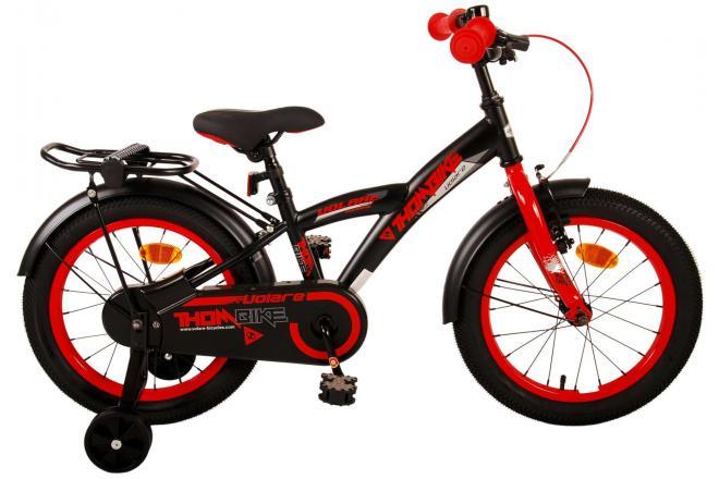Volare Thombike 16 inch kinderfiets voor jongens met handrem, terugtraprem, zijwieltjes, gesloten kettingkast, bel, zacht zadel, verstelbaar stuur en zadel