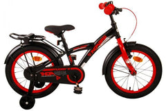 Volare Thombike 16 inch kinderfiets voor jongens met handrem, terugtraprem, zijwieltjes, gesloten kettingkast, bel, zacht zadel, verstelbaar stuur en zadel