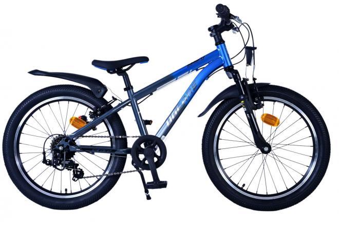 Volare XC Race 20 inch kinderfiets - 7 speed - Blauw/Grijs - Veilige en comfortabele jongensfiets met handremmen, Shimano versnellingen, reflectoren, verlichting, extra lange zadelpen, trendy design, en accessoires bij Fitmarktnl