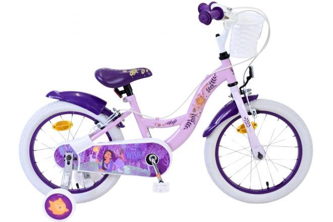 Disney Wish 16 inch meisjesfiets met paars ontwerp, twee handremmen, afneembare zijwieltjes, verstelbaar zadel Veilig, comfortabel en trendy Bestel bij Fitmarktnl