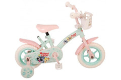 Meisjes 10 inch mint blauw/roze Woezel & Pip kinderfiets met doortrapsysteem, veiligheidskenmerken, verstelbaar zadel en stuur, luchtvrije schuimbanden, geschikt voor unieke behoeften van elk kind
